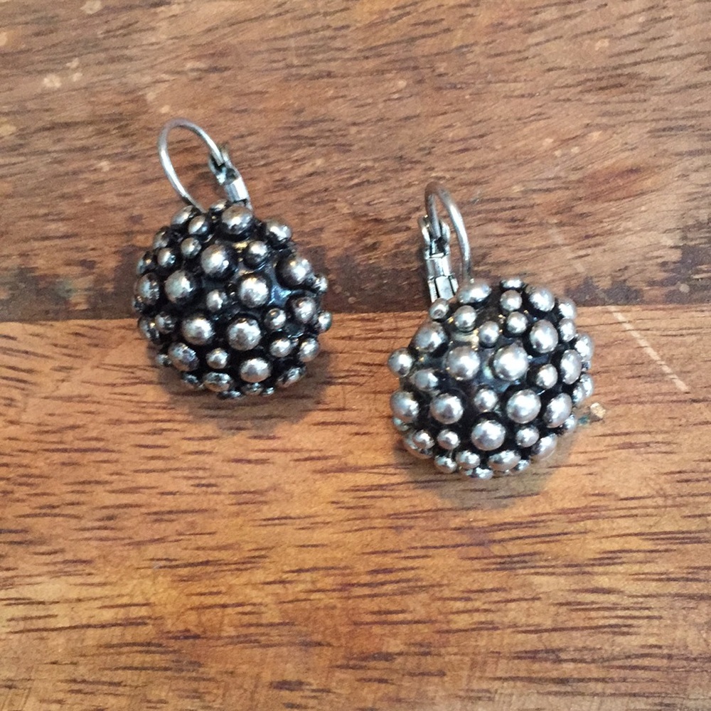 Silver Oxidized Bead Dangle Earrings
